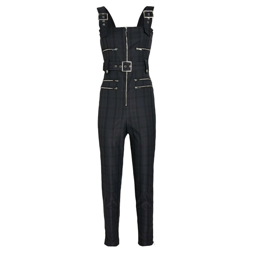WeWoreWhat Moto Jumpsuit Navy Plaid NWT - Picture 3 of 10